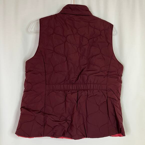 Talbots | Quilted Vest Plum Watermelon Full Zip Reversible Womens Large Petite - Picture 6 of 6